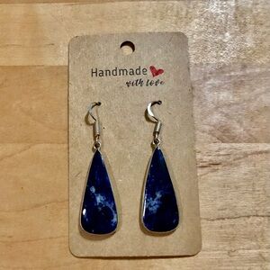 Beautiful Blue Sodalite Teardrop Earrings - 925 Stamped